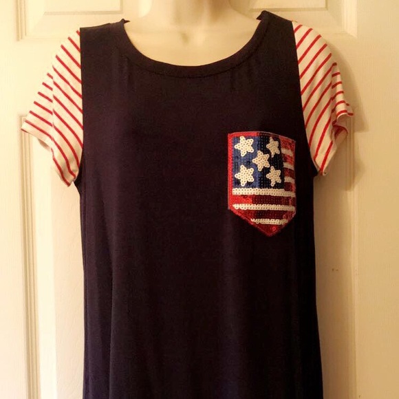 SALE -LAST FEW! Sequin American Flag Shirt - Picture 5 of 7